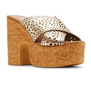 NEW Steve Madden Saffron Platform Sandal (Women) 9M, GOLD LEATHER